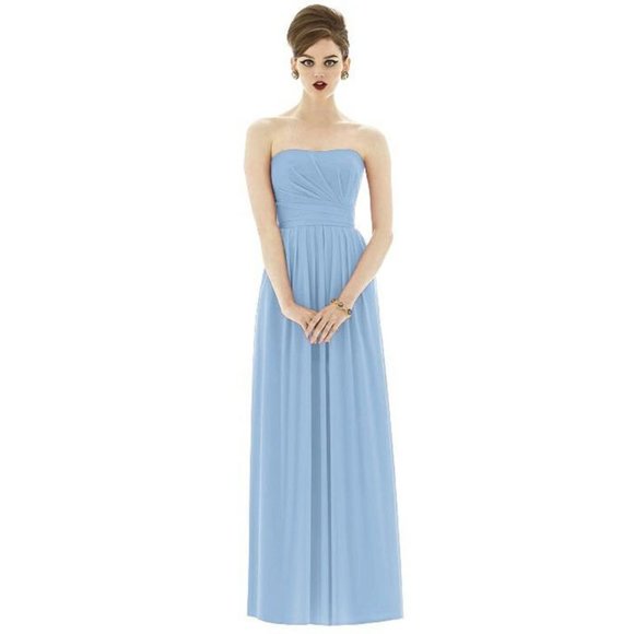 Alfred Sung Strapless Grecian Bridesmaid Dress - Picture 1 of 12